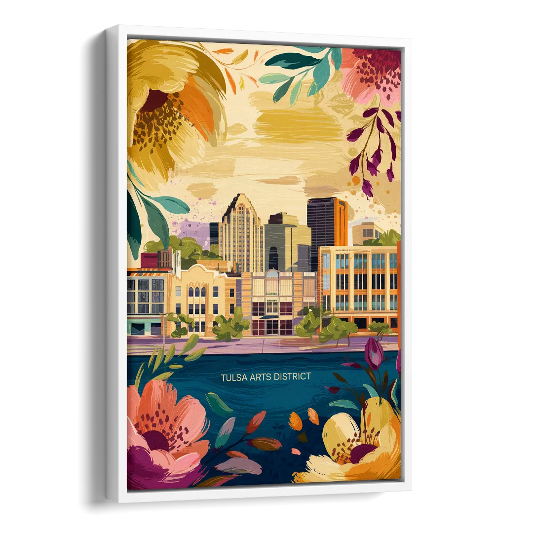Tulsa Arts District Side - White Canvas Wall Art