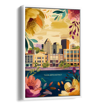Tulsa Arts District Side - White Canvas Wall Art