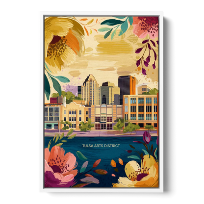 Tulsa Arts District Front - White Canvas Wall Art