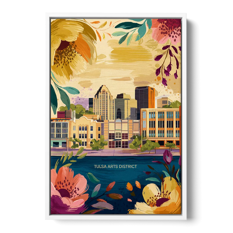 Tulsa Arts District Front - White Canvas Wall Art
