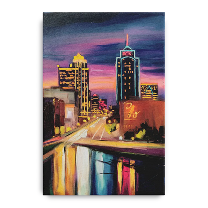 Tulsa Cityscape Glow Front - Canvas Wall Art