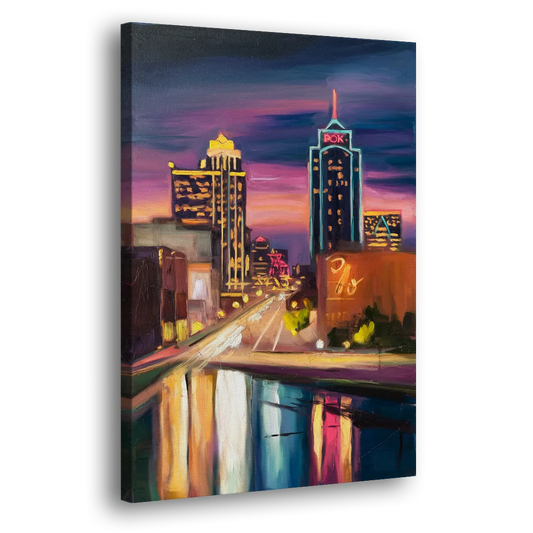 Tulsa Cityscape Glow Side - Canvas Wall Art