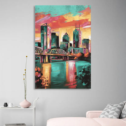 Tulsa Downtown Vibes Sitting Room - Canvas Wall Art