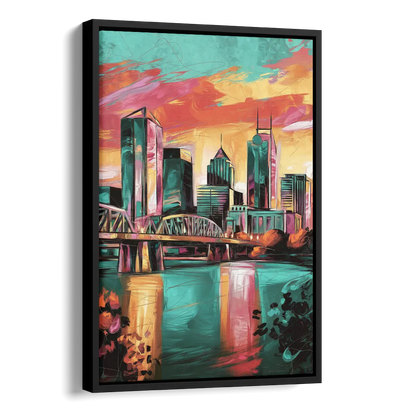 Tulsa Downtown Vibes Side - Black Canvas Wall Art