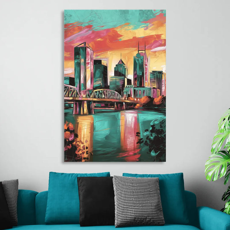 Tulsa Downtown Vibes Living Room - Canvas Wall Art
