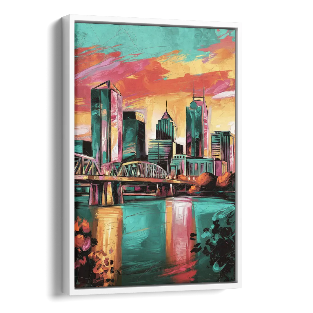 Tulsa Downtown Vibes Side - White Canvas Wall Art