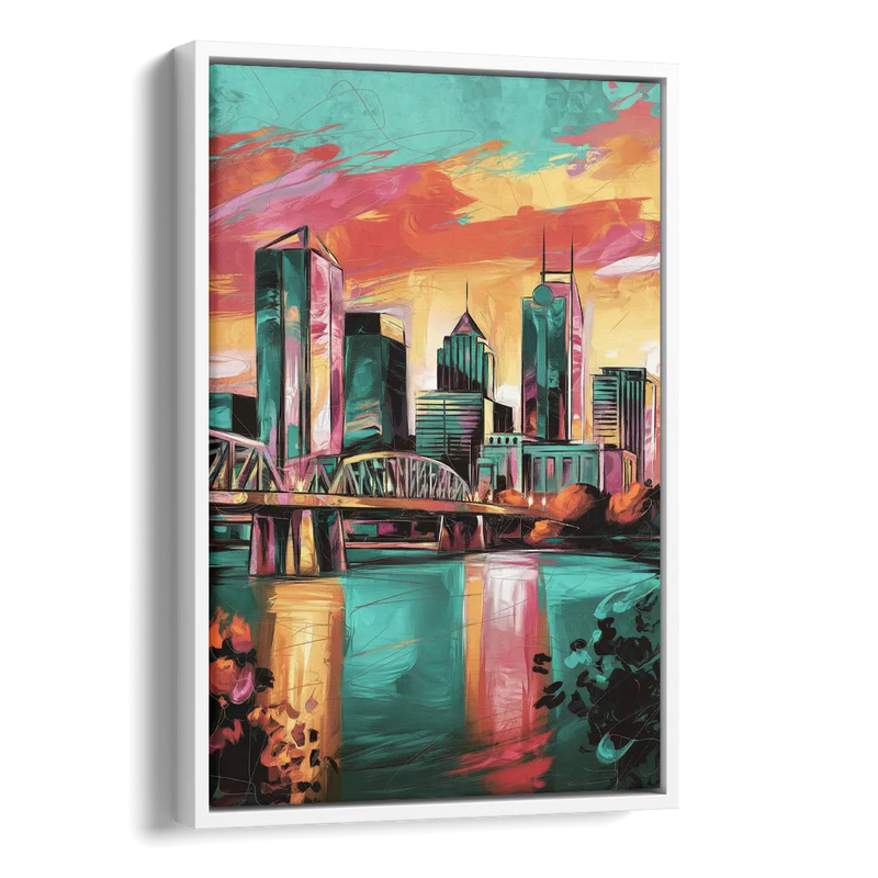 Tulsa Downtown Vibes Side - White Canvas Wall Art