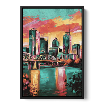 Tulsa Downtown Vibes Front - Black Canvas Wall Art