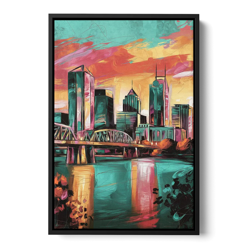 Tulsa Downtown Vibes Front - Black Canvas Wall Art