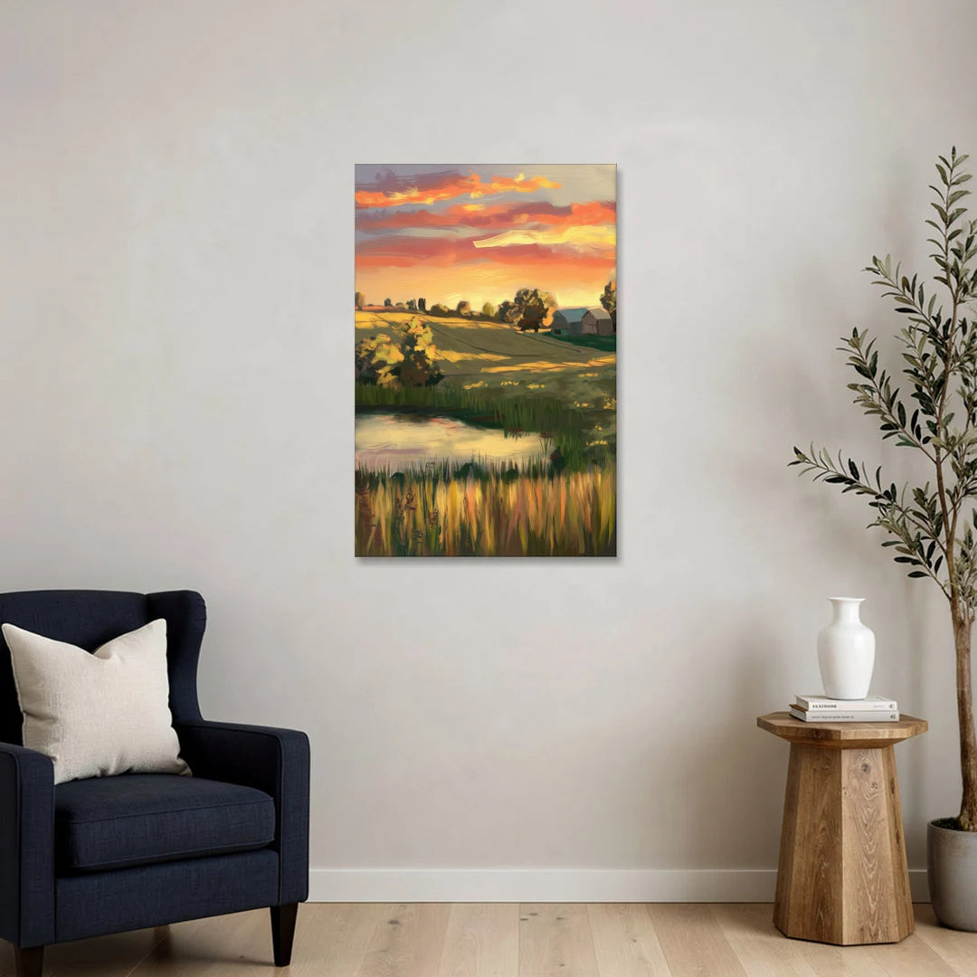 Tulsa Golden Hour - Canvas Wall Art - Sofa - 24x36