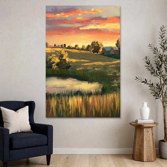 Tulsa Golden Hour - Canvas Wall Art - Sofa - 40x60