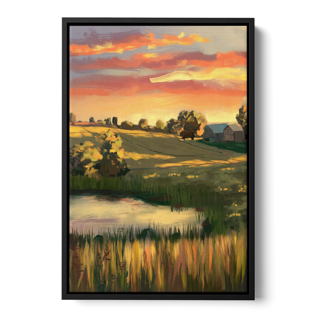 Tulsa Golden Hour Front - Black Canvas Wall Art