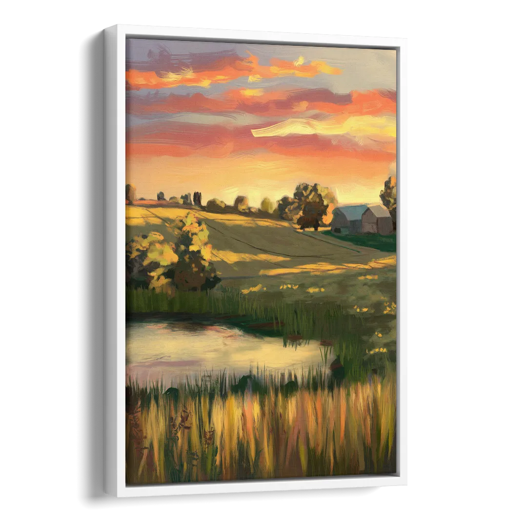 Tulsa Golden Hour Side - White Canvas Wall Art