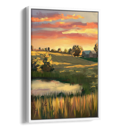 Tulsa Golden Hour Side - White Canvas Wall Art