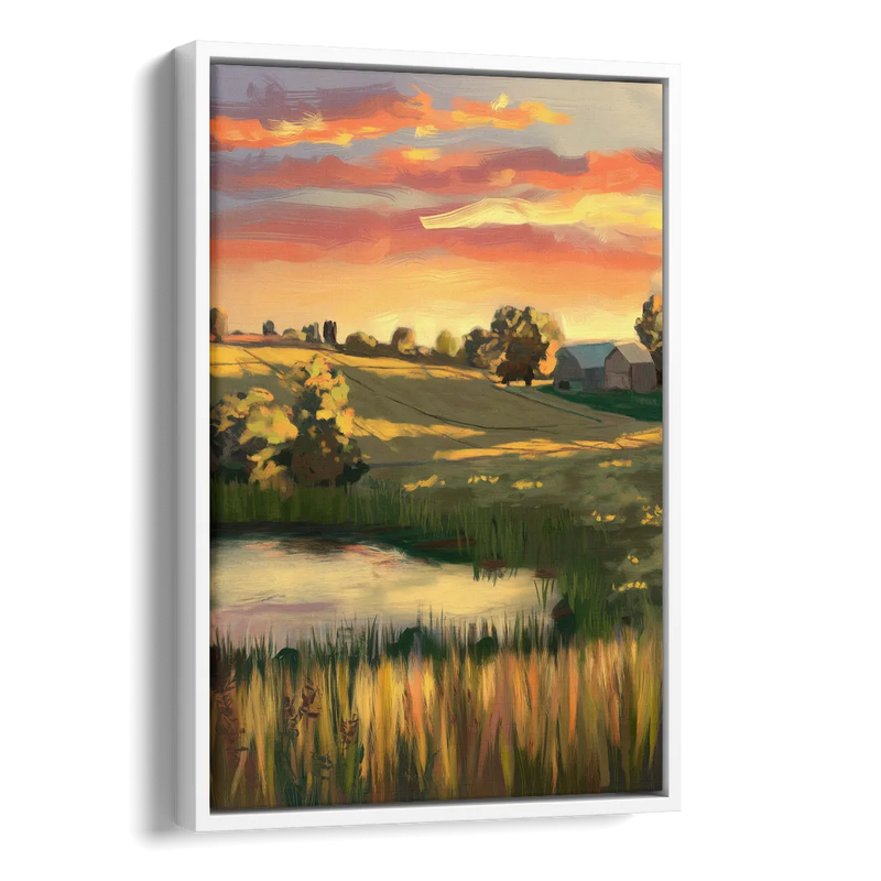 Tulsa Golden Hour Side - White Canvas Wall Art