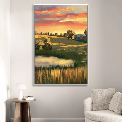 Tulsa Golden Hour Sitting Room - White Canvas Wall Art