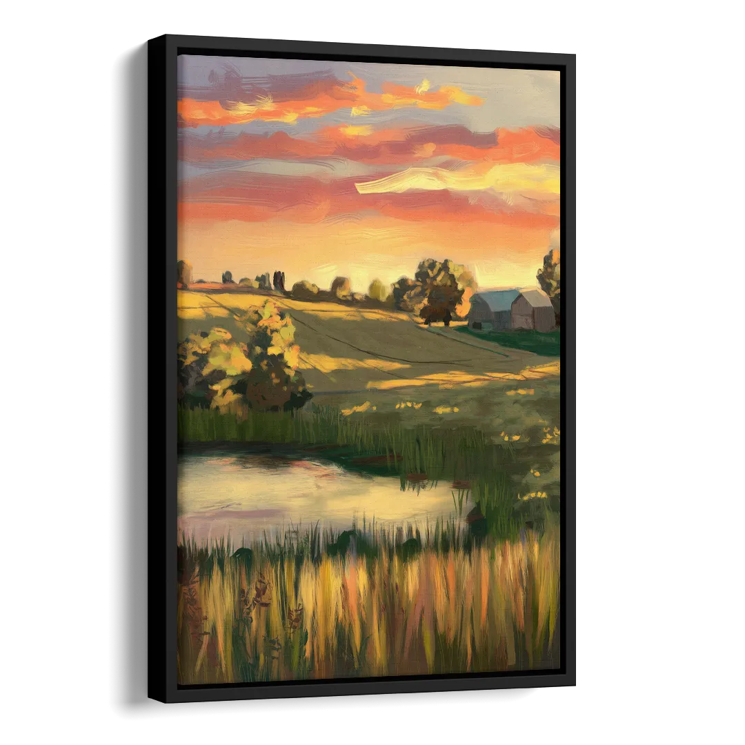 Tulsa Golden Hour Side - Black Canvas Wall Art