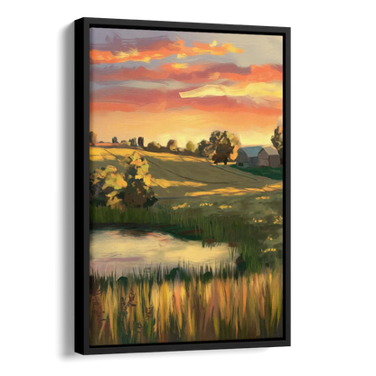 Tulsa Golden Hour Side - Black Canvas Wall Art