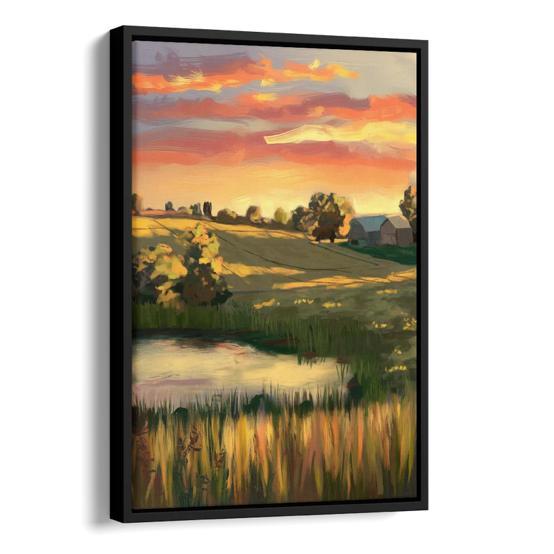 Tulsa Golden Hour Side - Black Canvas Wall Art