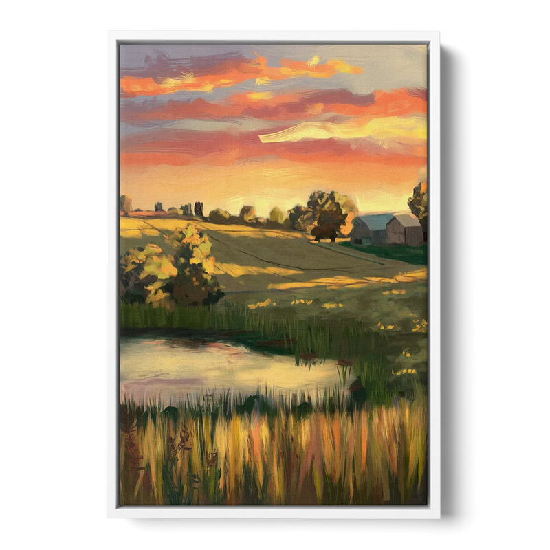 Tulsa Golden Hour Front - White Canvas Wall Art