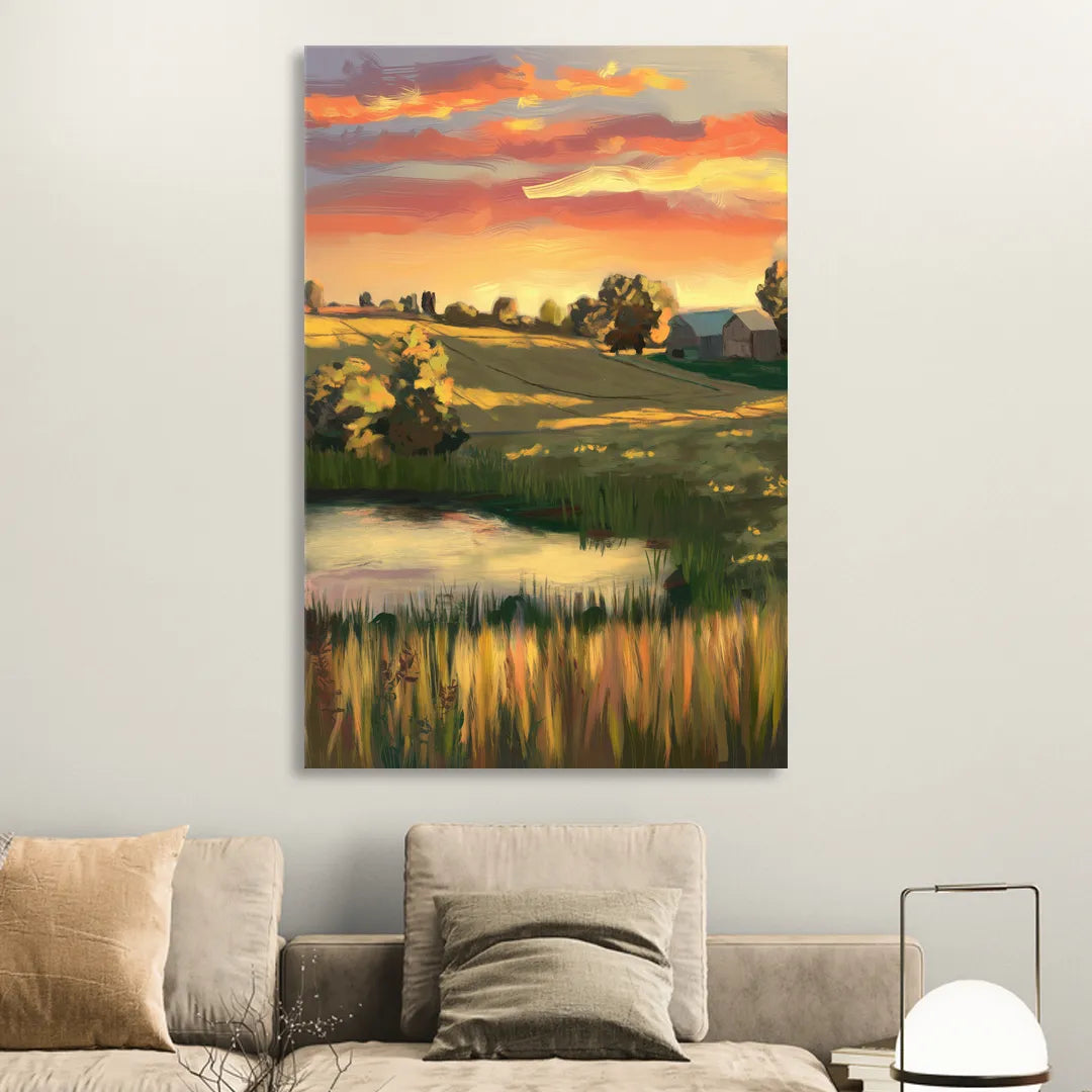 Tulsa Golden Hour Sitting Room - Canvas Wall Art