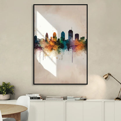 Tulsa Historic Landmarks Living Room - Black Canvas Wall Art