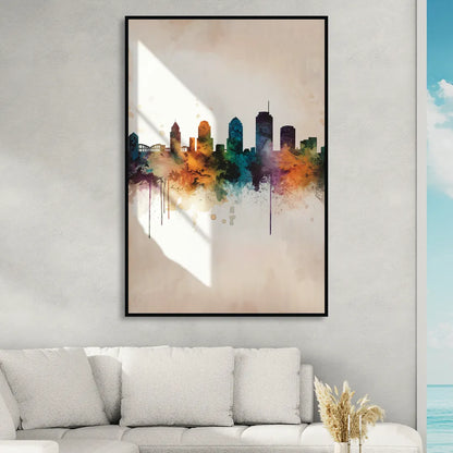 Tulsa Historic Landmarks Sitting Room - Black Canvas Wall Art