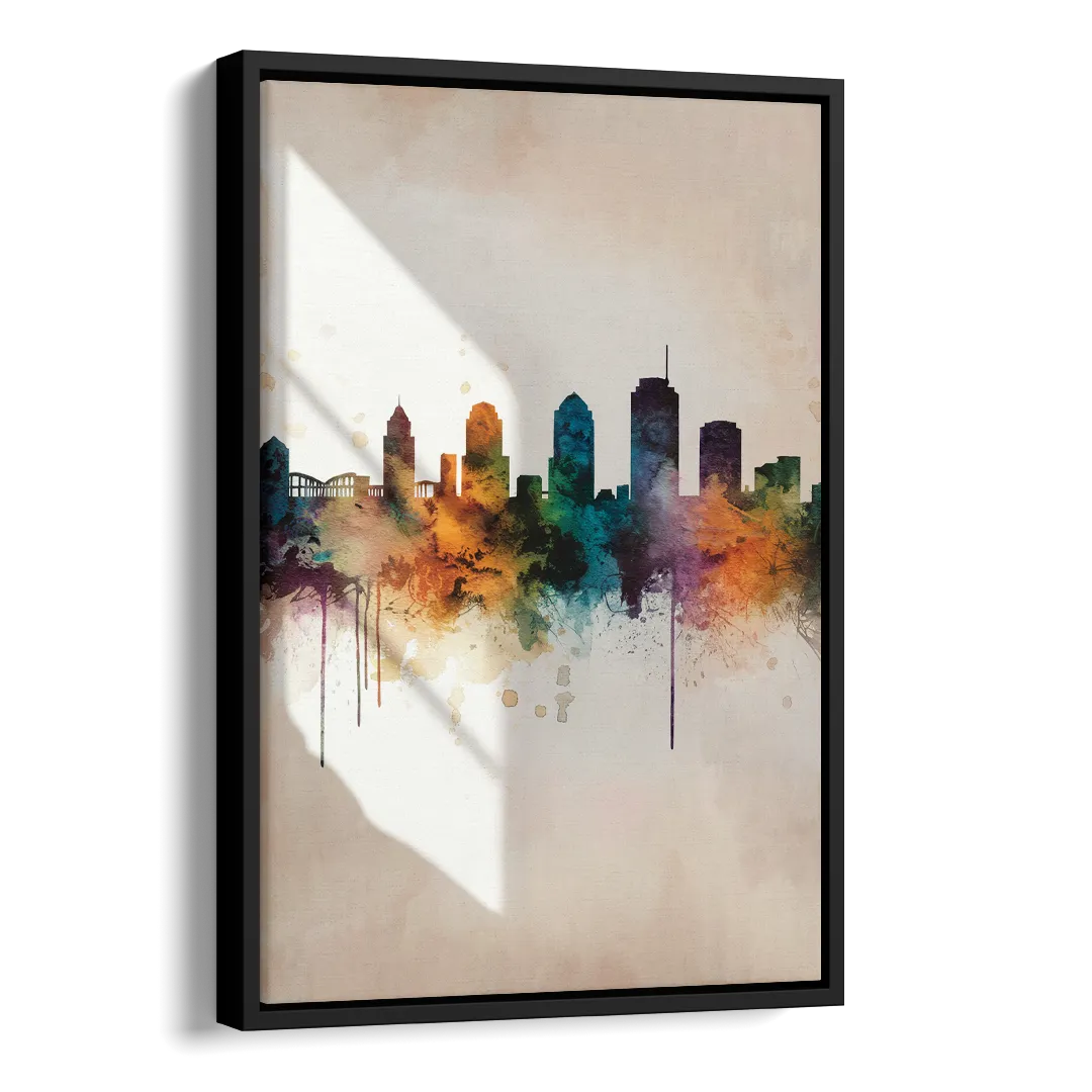 Tulsa Historic Landmarks Side - Black Canvas Wall Art
