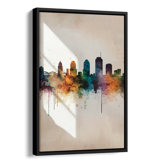 Tulsa Historic Landmarks Side - Black Canvas Wall Art