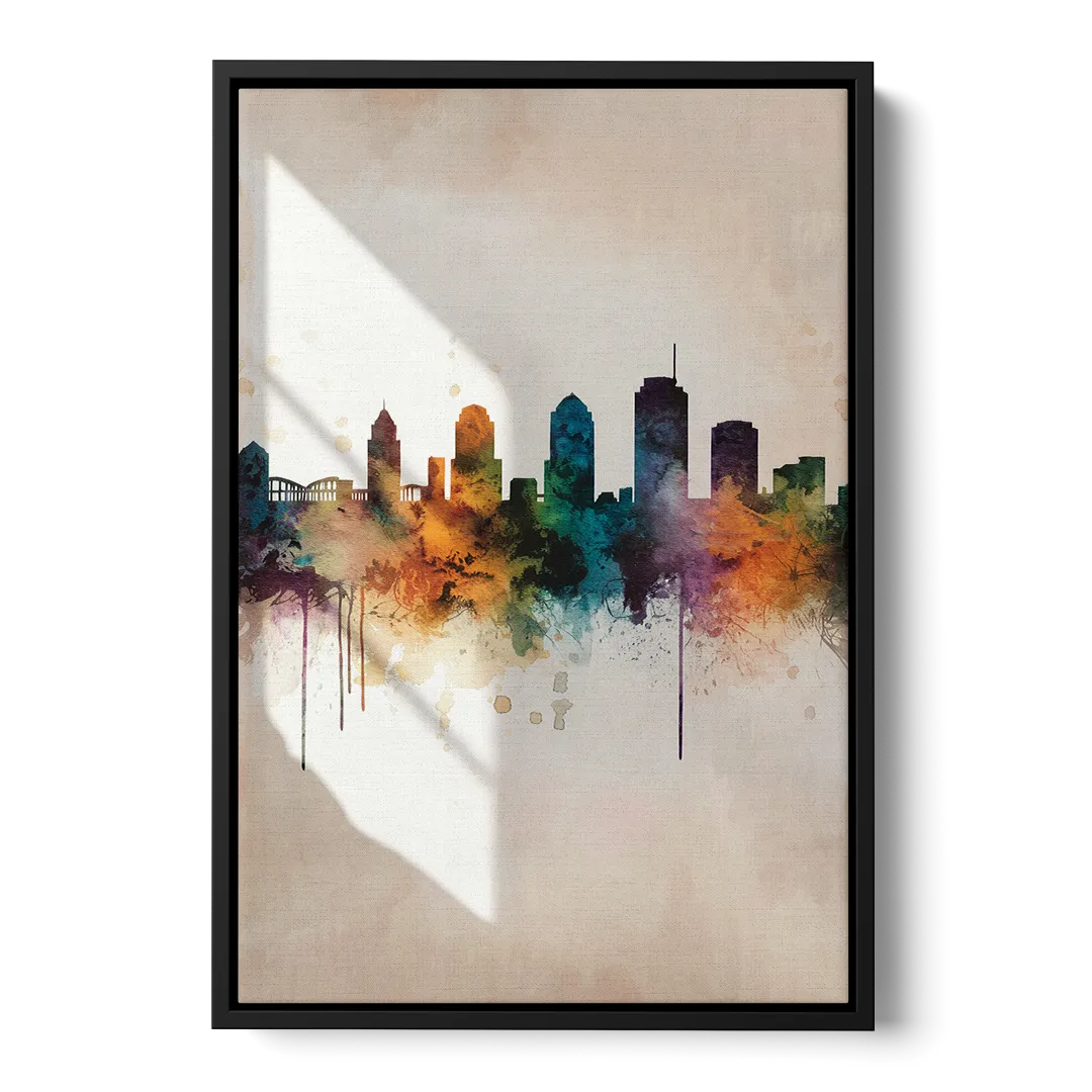 Tulsa Historic Landmarks Front - Black Canvas Wall Art