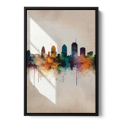 Tulsa Historic Landmarks Front - Black Canvas Wall Art