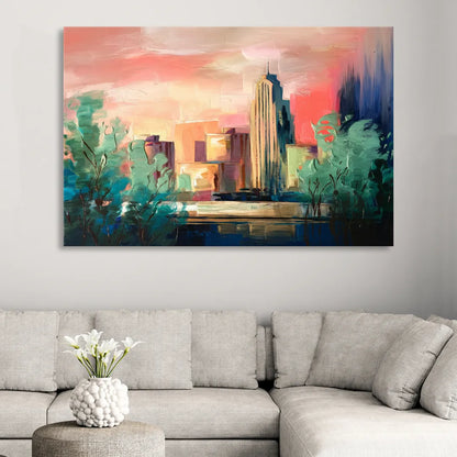 Tulsa Midtown Scenery Sitting Room - Canvas Wall Art