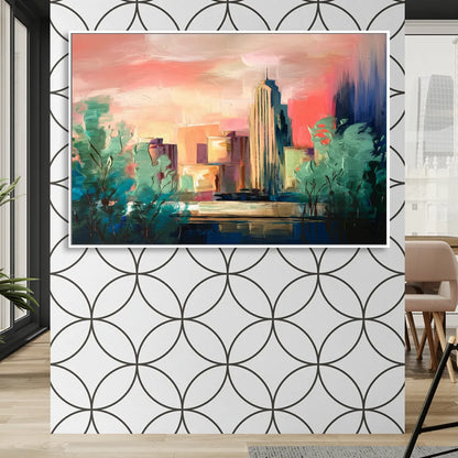 Tulsa Midtown Scenery Sitting Room - White Canvas Wall Art