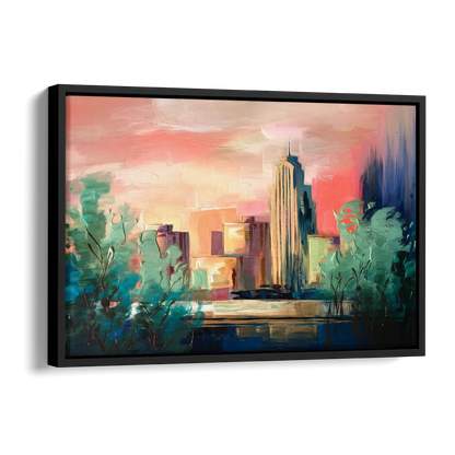 Tulsa Midtown Scenery Side - Black Canvas Wall Art
