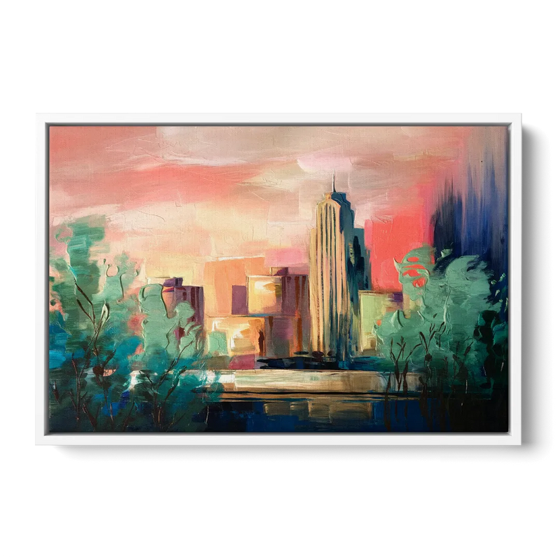 Tulsa Midtown Scenery Front - White Canvas Wall Art