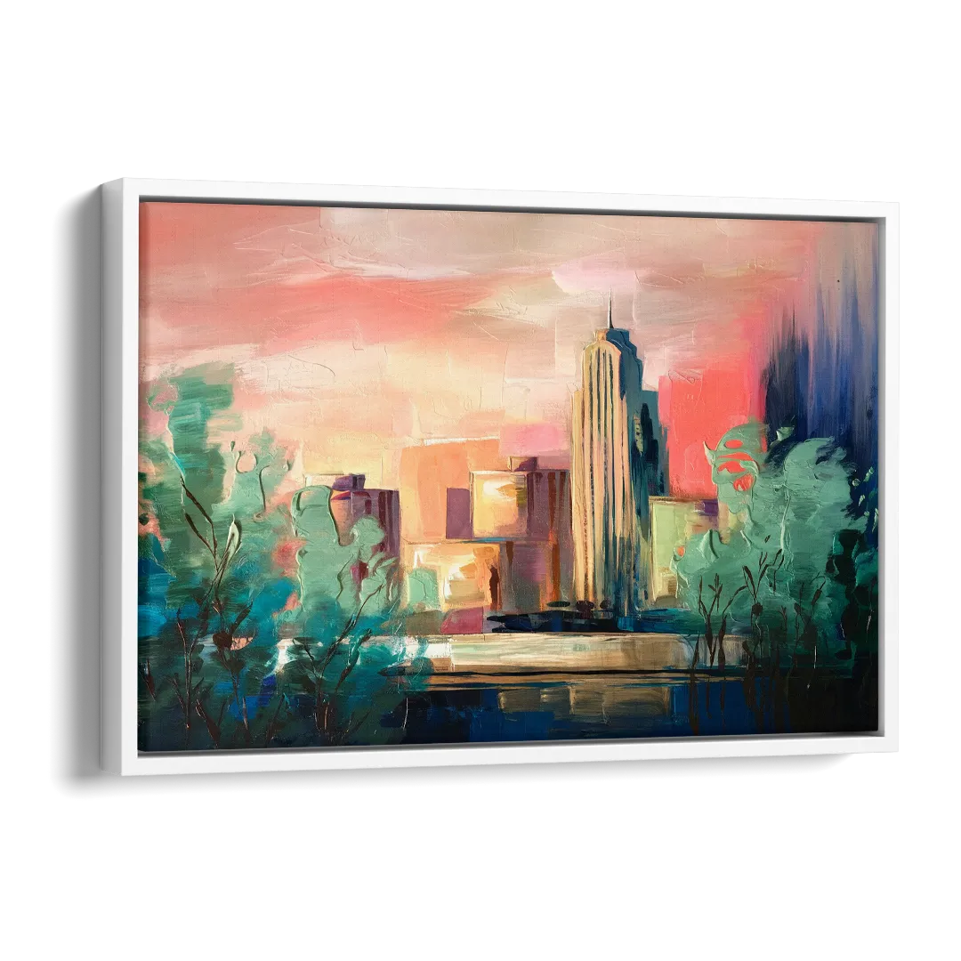 Tulsa Midtown Scenery Side - White Canvas Wall Art