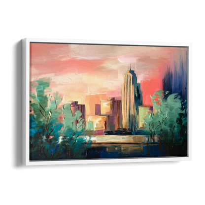 Tulsa Midtown Scenery Side - White Canvas Wall Art