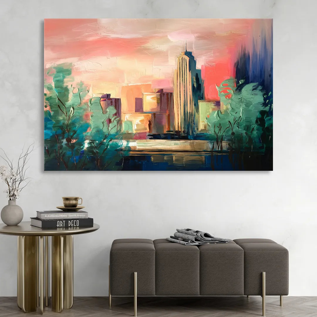 Tulsa Midtown Scenery Living Room - Canvas Wall Art