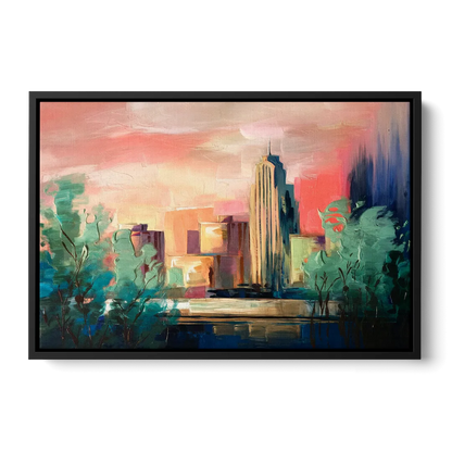 Tulsa Midtown Scenery Front - Black Canvas Wall Art