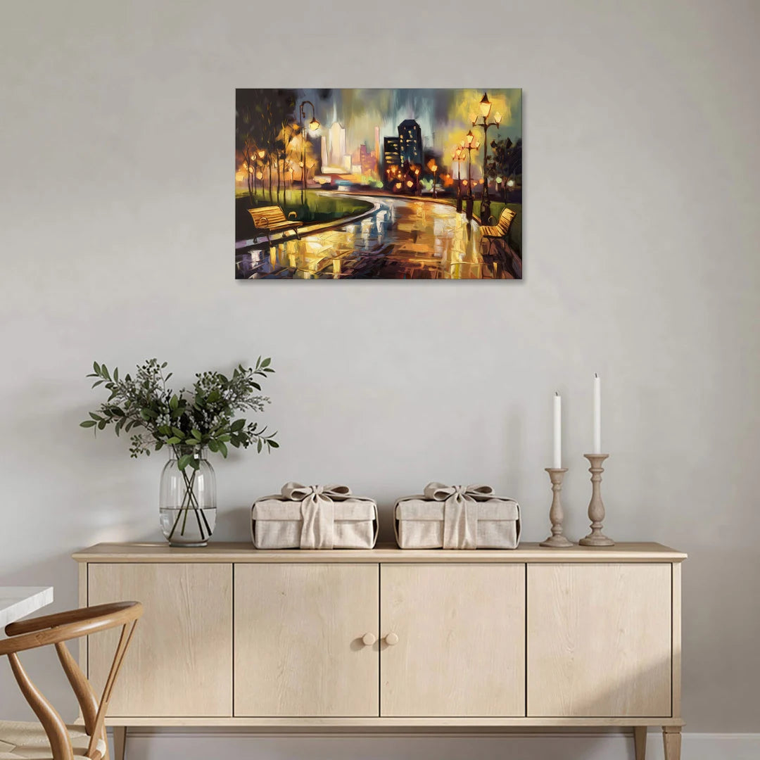 Tulsa Night Lights - Canvas Wall Art - Coffee Table - 36x24