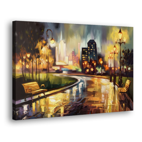 Tulsa Night Lights - Canvas Wall Art - Side