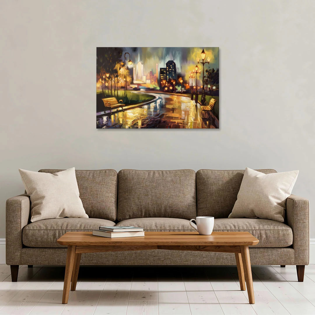 Tulsa Night Lights - Canvas Wall Art - Sofa - 36x24