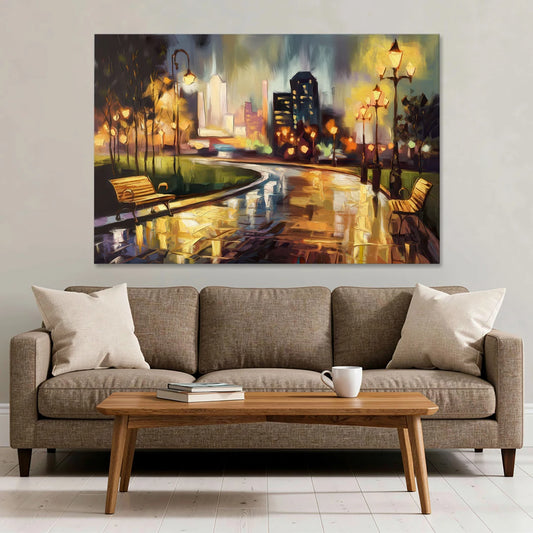 Tulsa Night Lights - Canvas Wall Art - Sofa - 60x40