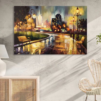 Tulsa Night Lights Sitting Room - Canvas Wall Art