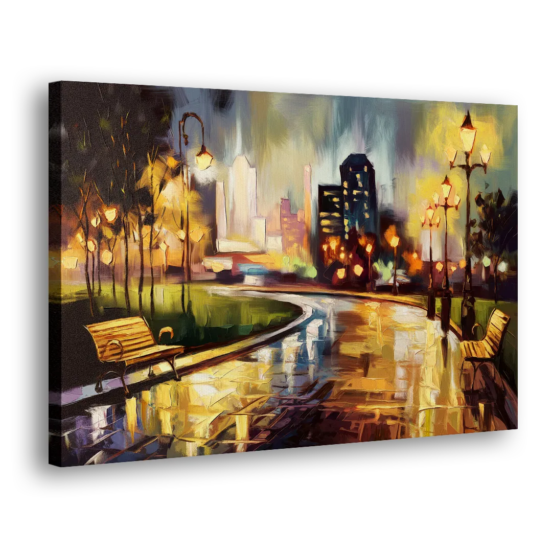 Tulsa Night Lights Side - Canvas Wall Art