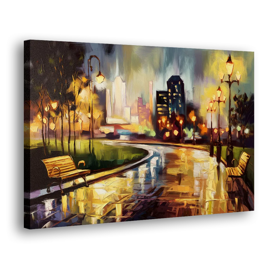 Tulsa Night Lights Side - Canvas Wall Art