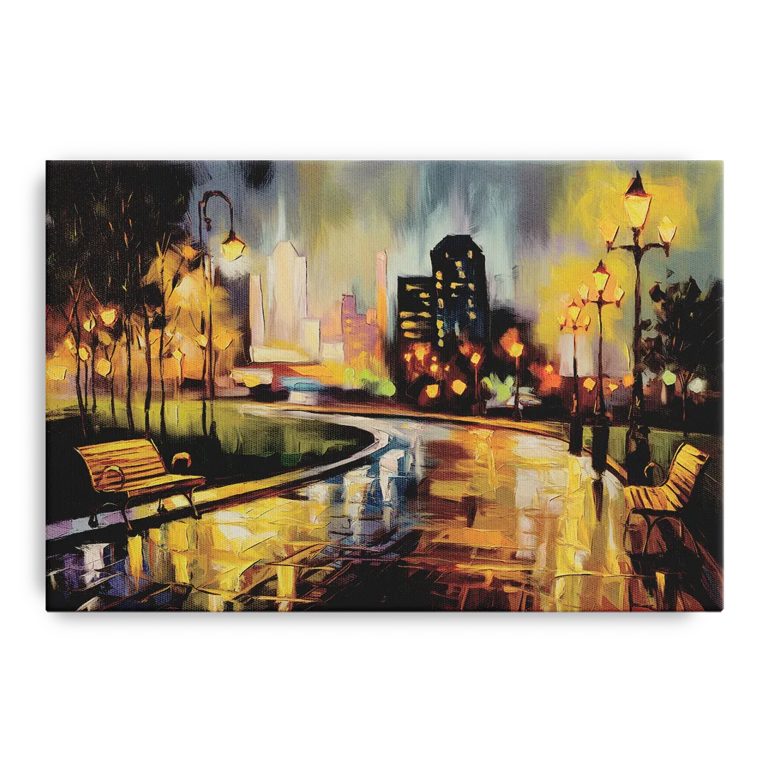 Tulsa Night Lights Front - Canvas Wall Art