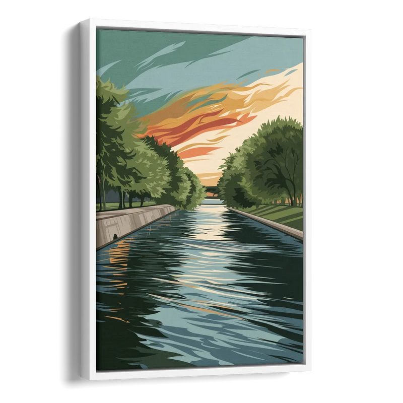 Tulsa Riverfront Views Side - White Canvas Wall Art