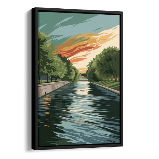 Tulsa Riverfront Views Side - Black Canvas Wall Art