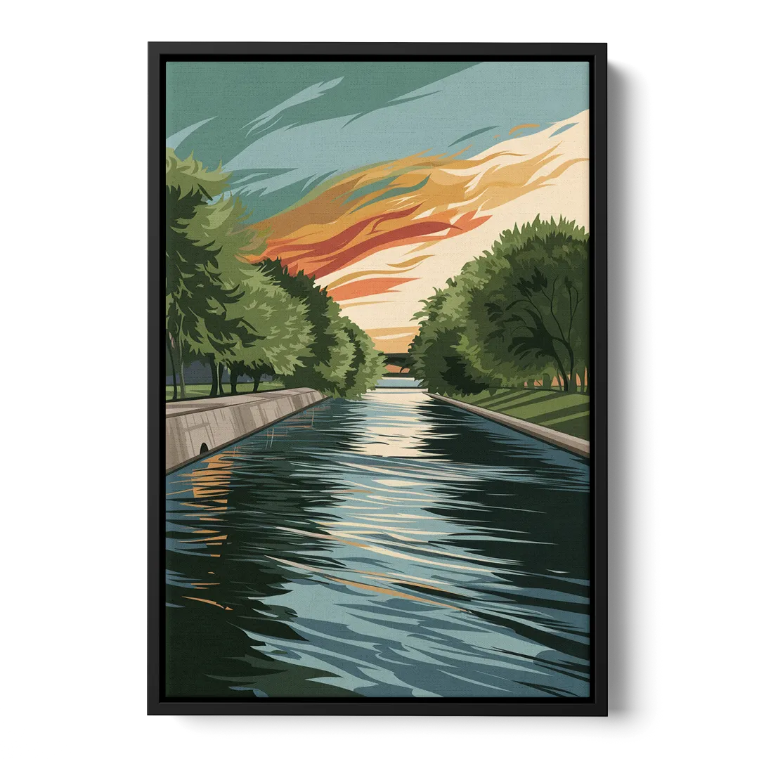 Tulsa Riverfront Views Front - Black Canvas Wall Art